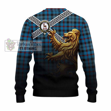 MacCorquodale (McCorquodale) Crest Tartan Knitted Sweater with Golden Lion Emblem Celtic Style - Tartan Vibes Clothing