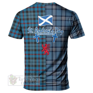 MacCorquodale (McCorquodale) Tartan T-Shirt Happy St. Andrew's Day Half Tartan Style - Tartan Vibes Clothing