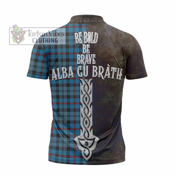 MacCorquodale (McCorquodale) Tartan Family Crest Zipper Polo Shirt Alba Gu Brath Be Brave Lion Ancient Style - Tartan Vibes Clothing