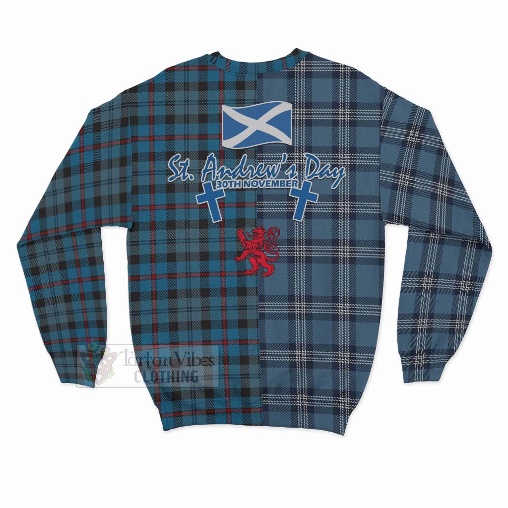 MacCorquodale (McCorquodale) Tartan Sweatshirt Happy St. Andrew's Day Half Tartan Style - Tartan Vibes Clothing
