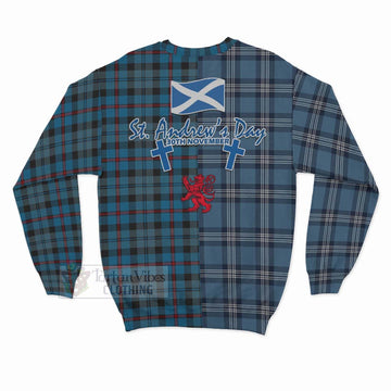 MacCorquodale (McCorquodale) Tartan Sweatshirt Happy St. Andrew's Day Half Tartan Style - Tartan Vibes Clothing