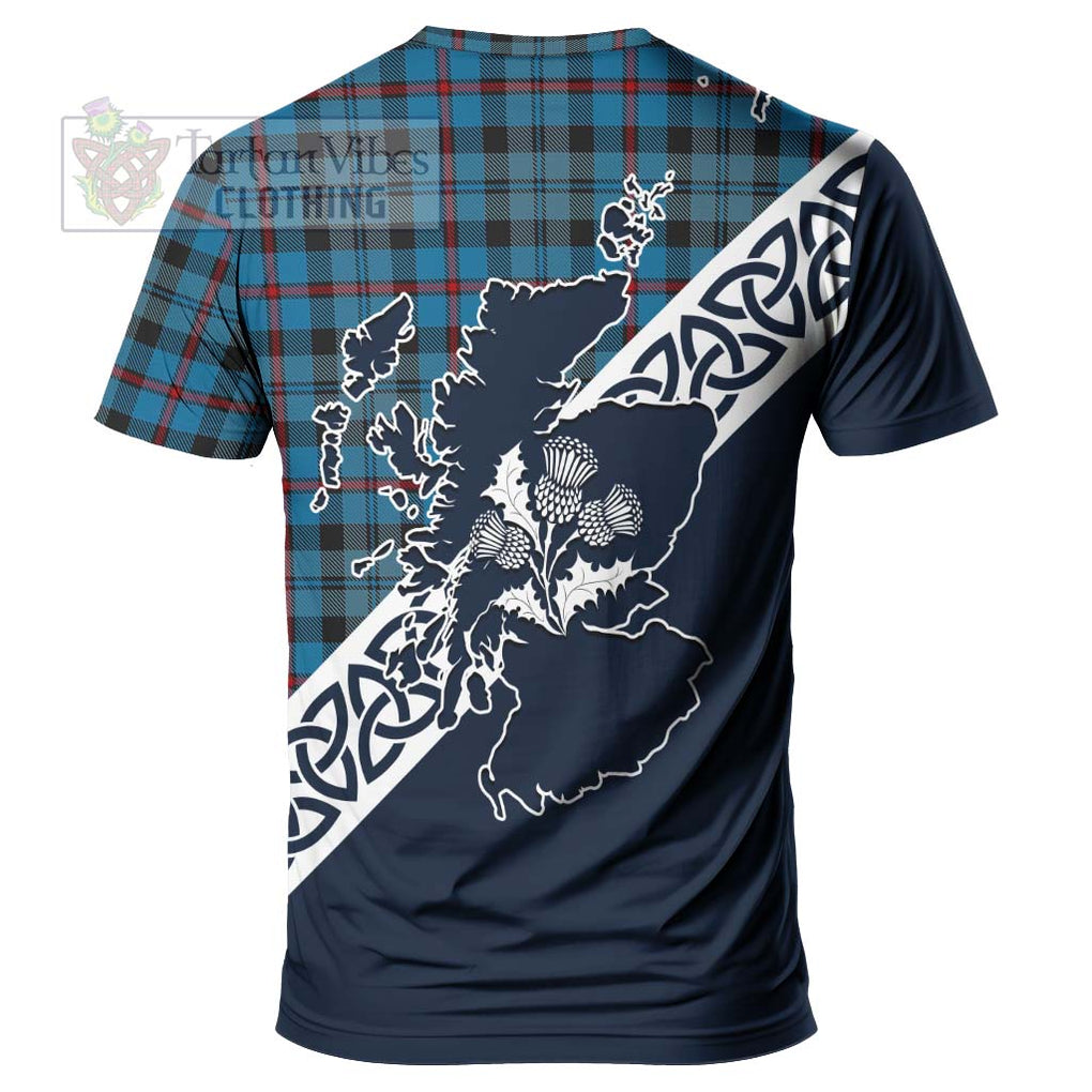 MacCorquodale (McCorquodale) Tartan T-Shirt Featuring Thistle and Scotland Map - Tartanvibesclothing Store
