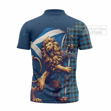 MacCorquodale (McCorquodale) Tartan Family Crest Zipper Polo Shirt with Scottish Majestic Lion - Tartan Vibes Clothing