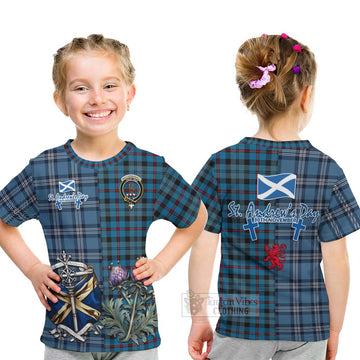 MacCorquodale (McCorquodale) Tartan Kid T-Shirt Happy St. Andrew's Day Half Tartan Style - Tartan Vibes Clothing
