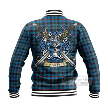 MacCorquodale (McCorquodale) Tartan Baseball Jacket with Family Crest Celtic Skull Style - Tartan Vibes Clothing