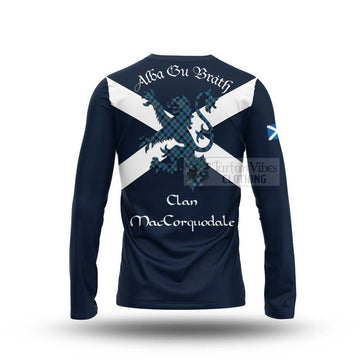 MacCorquodale (McCorquodale) Tartan Lion Rampant Long Sleeve T-Shirt Proudly Display Your Heritage with Alba Gu Brath and Clan Name - Tartan Vibes Clothing