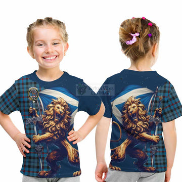 MacCorquodale (McCorquodale) Tartan Family Crest Kid T-Shirt with Scottish Majestic Lion - Tartan Vibes Clothing