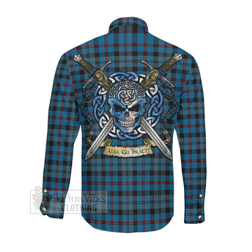 MacCorquodale (McCorquodale) Tartan Long Sleeve Button Shirt with Family Crest Celtic Skull Style Men's Shirt - Tartan Vibes Clothing