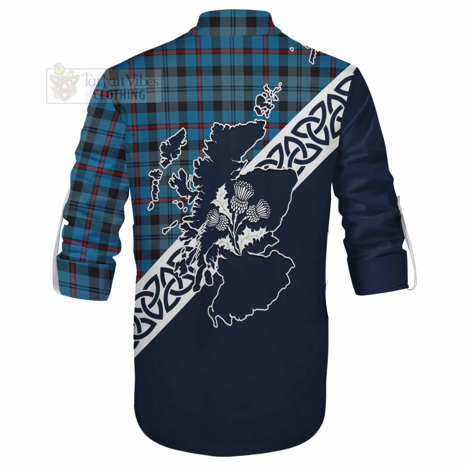 MacCorquodale (McCorquodale) Tartan Ghillie Kilt Shirt Featuring Thistle and Scotland Map - Tartan Vibes Clothing