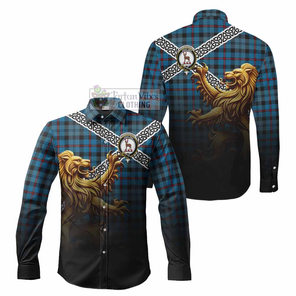MacCorquodale (McCorquodale) Crest Tartan Long Sleeve Button Shirt with Golden Lion Emblem Celtic Style - Tartan Vibes Clothing