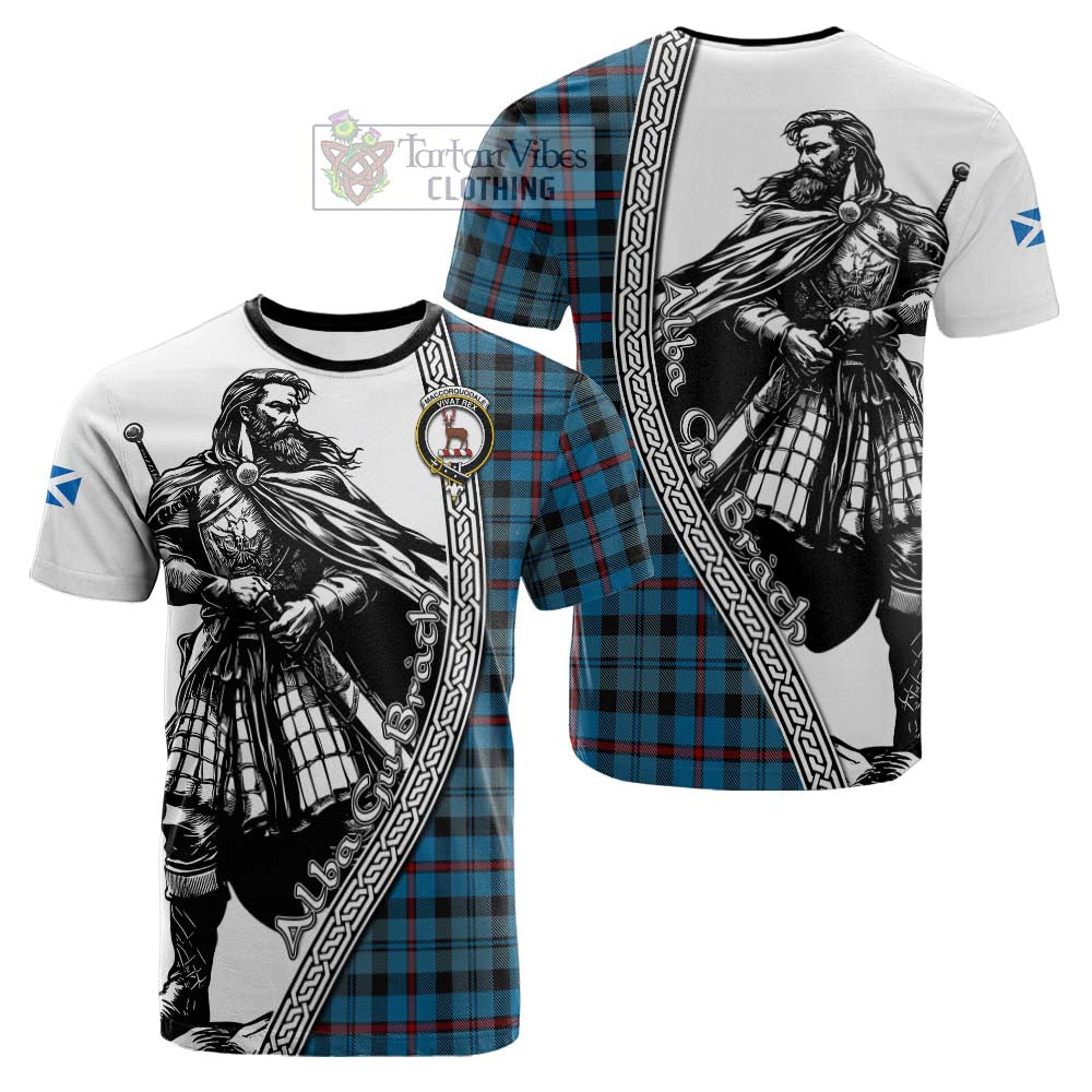 MacCorquodale (McCorquodale) Tartan Clan Crest Cotton T-shirt with Highlander Warrior Celtic Style - Tartan Vibes Clothing
