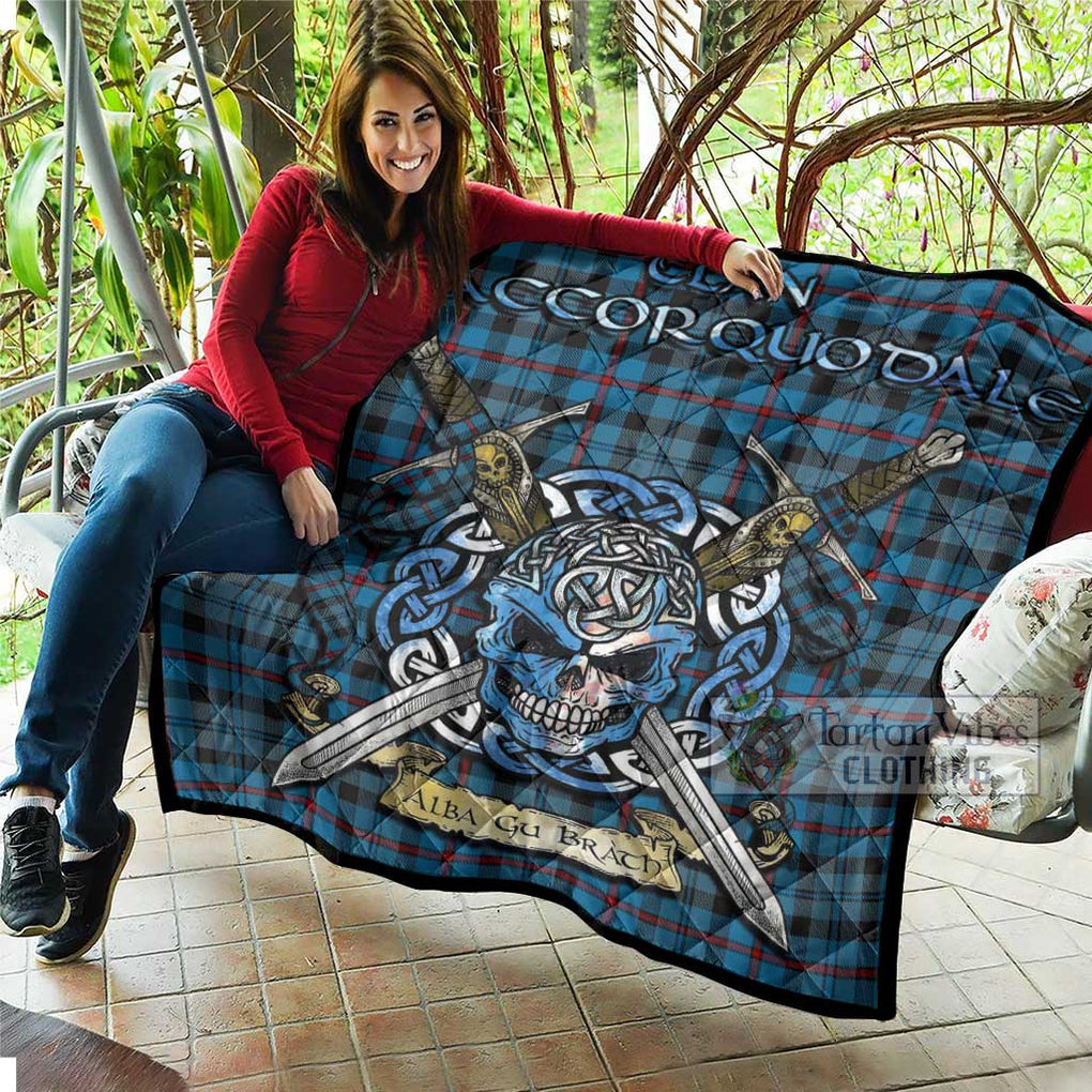 MacCorquodale (McCorquodale) Tartan Quilt with Celtic Skull Alba Gu Brath Style - Tartan Vibes Clothing