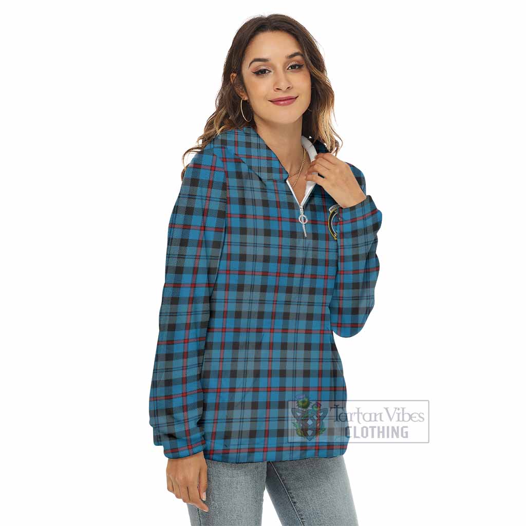 MacCorquodale (McCorquodale) Tartan Women's Borg Fleece Hoodie with Half Zip with Family Crest - Tartan Vibes Clothing