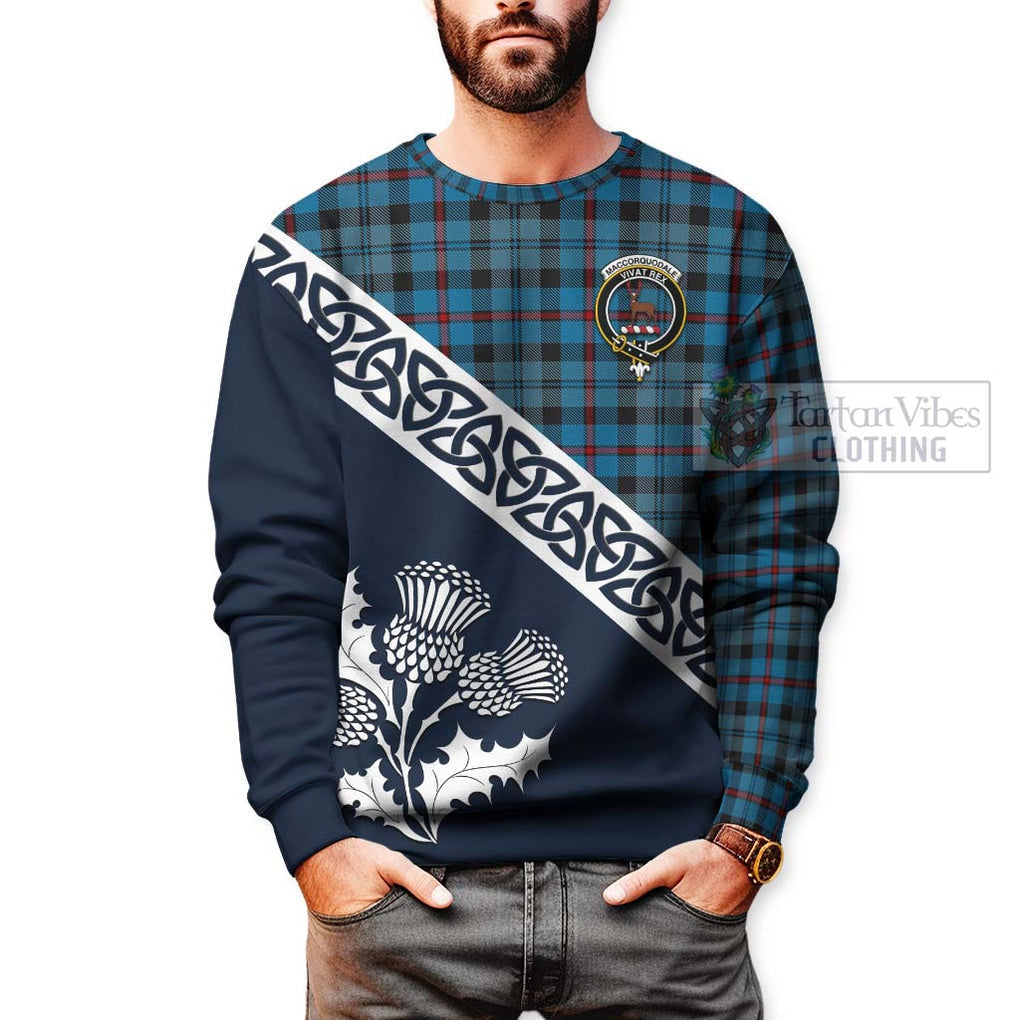 MacCorquodale (McCorquodale) Tartan Sweatshirt Featuring Thistle and Scotland Map - Tartan Vibes Clothing