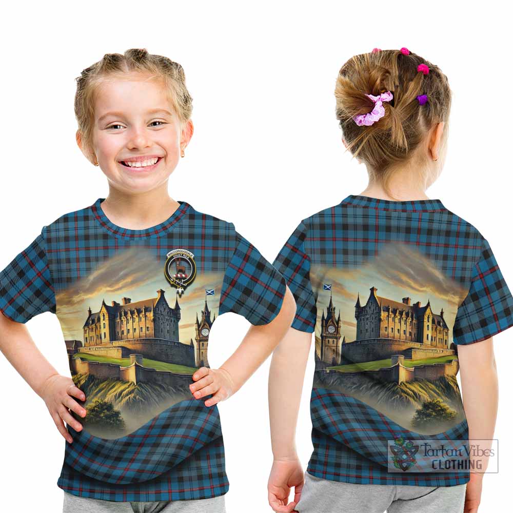 MacCorquodale (McCorquodale) Tartan Family Crest Kid T-Shirt with Scottish Ancient Castle Style - Tartan Vibes Clothing