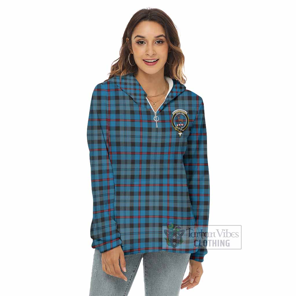 MacCorquodale (McCorquodale) Tartan Women's Borg Fleece Hoodie with Half Zip with Family Crest - Tartan Vibes Clothing