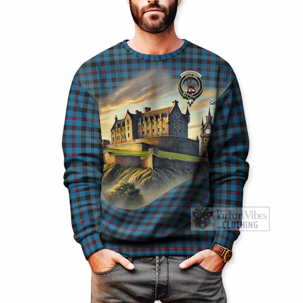 MacCorquodale (McCorquodale) Tartan Family Crest Sweatshirt with Scottish Ancient Castle Style - Tartan Vibes Clothing