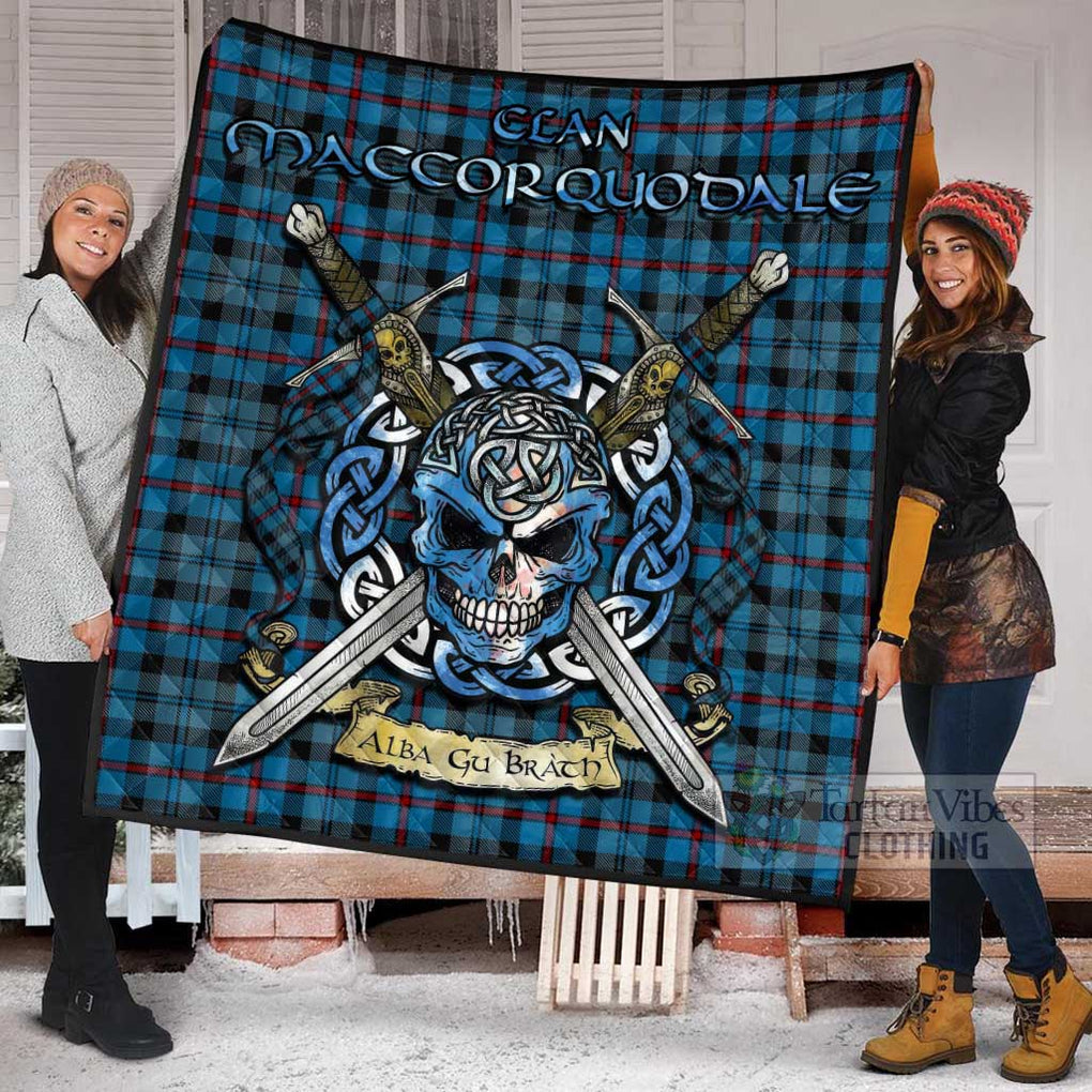 MacCorquodale (McCorquodale) Tartan Quilt with Celtic Skull Alba Gu Brath Style - Tartan Vibes Clothing