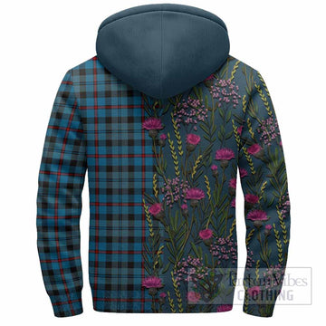 MacCorquodale (McCorquodale) Family Crest Tartan Sherpa Hoodie Scottish Thistle Flower Pattern Half Style - Tartan Vibes Clothing