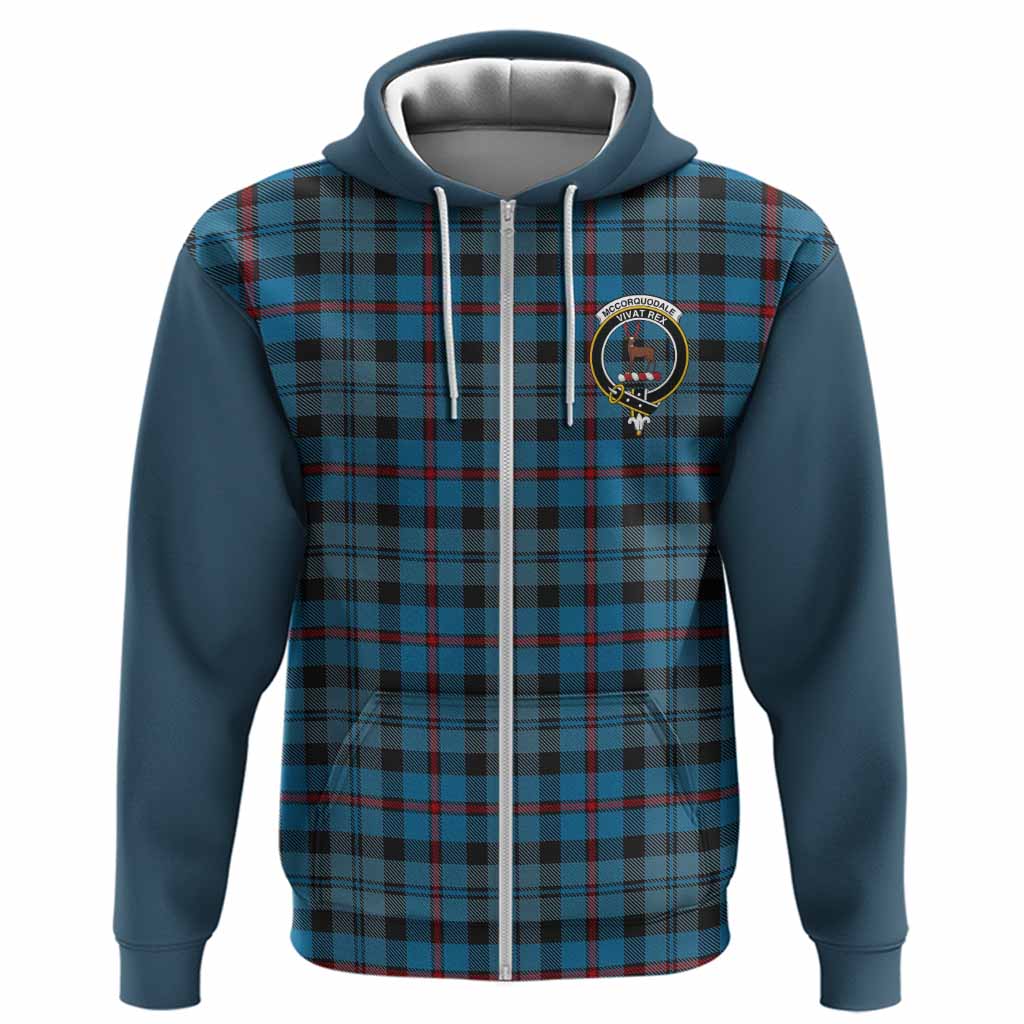 MacCorquodale (McCorquodale) Tartan Accent Hoodie with Family Crest