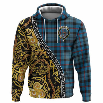 MacCorquodale (McCorquodale) Tartan Crest Hoodie Celtic Knot and Triple Trickle Spiral Symbols