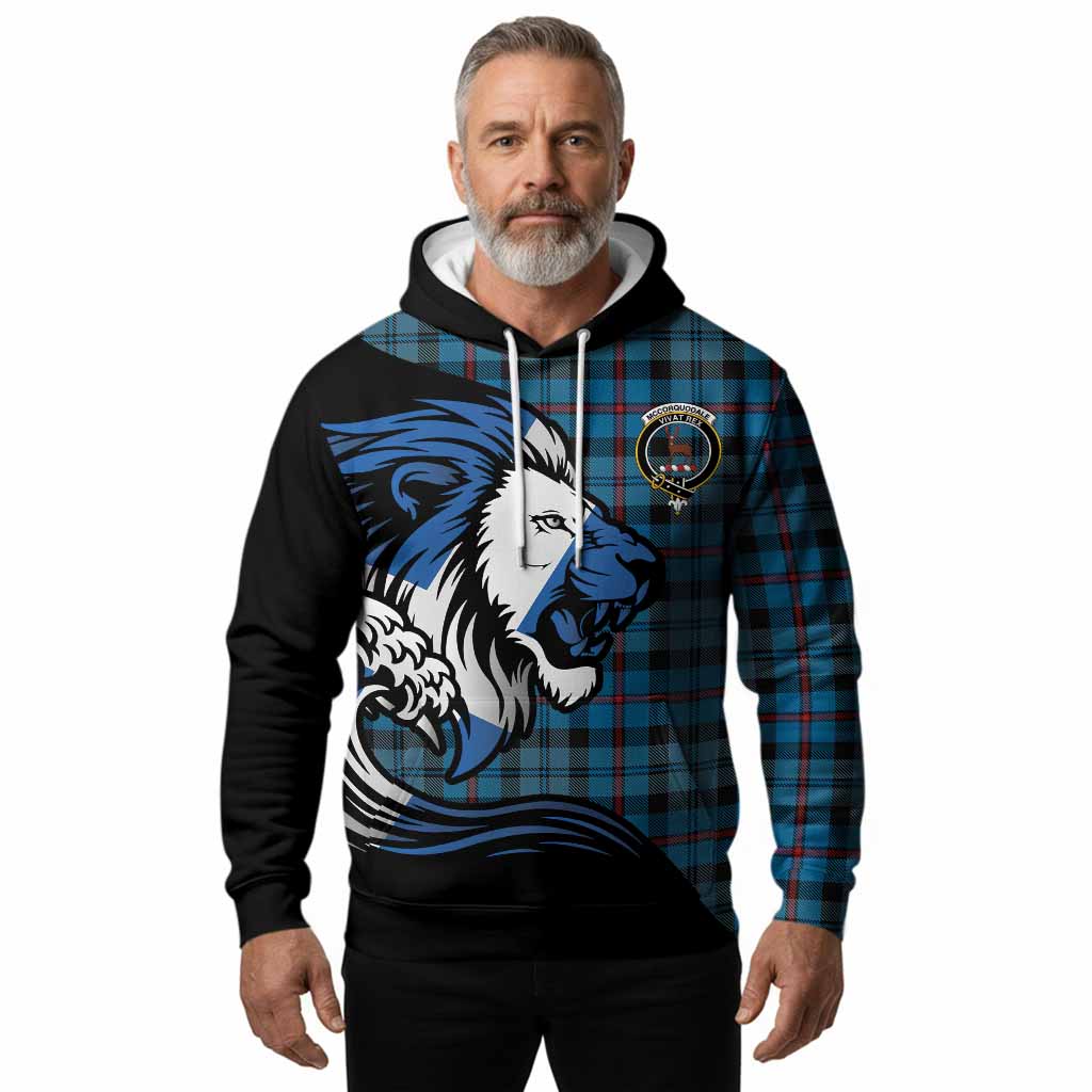 MacCorquodale (McCorquodale) Tartan Crest Hoodie Scottish Golden Lions Wave Flow