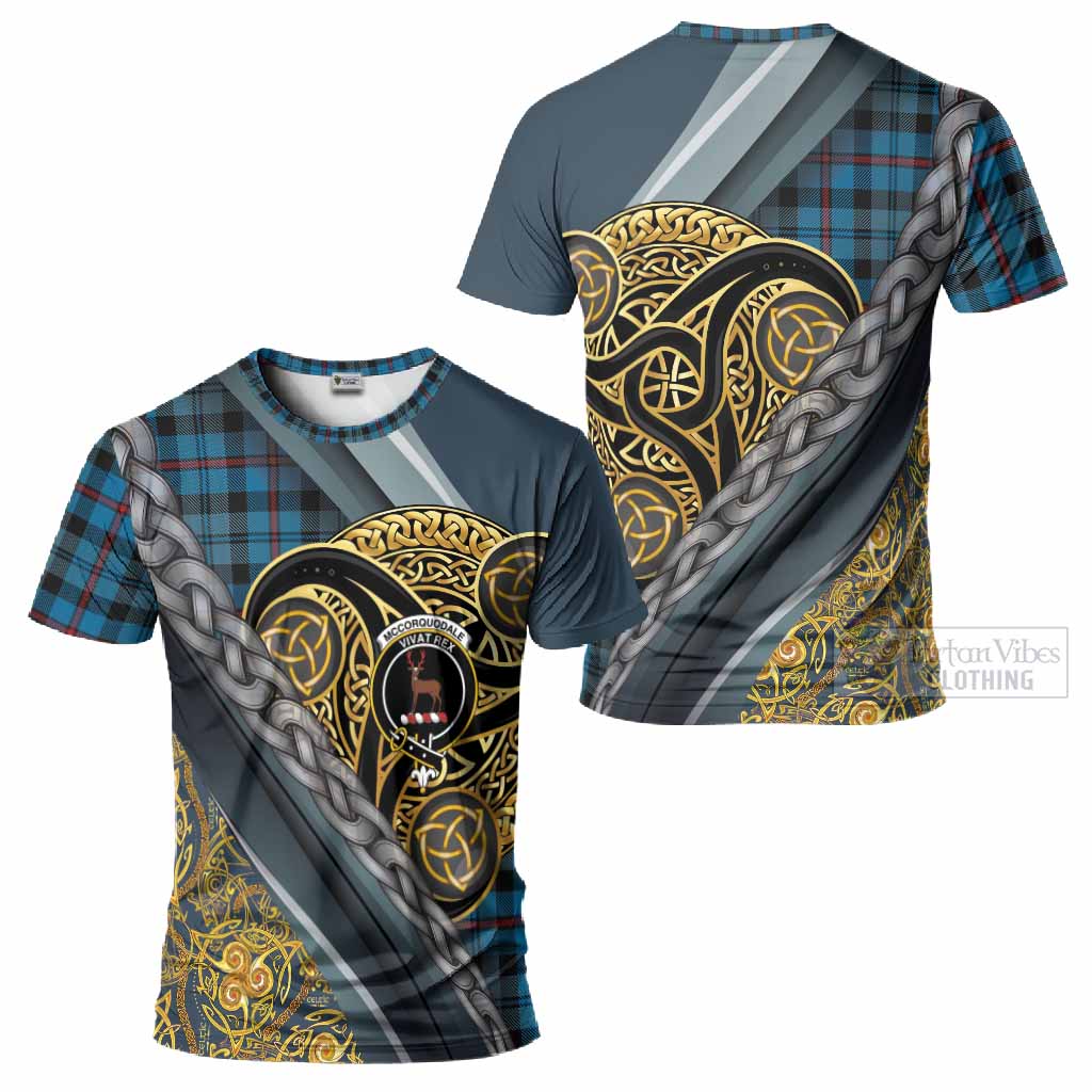 MacCorquodale (McCorquodale) Tartan Crest T-Shirt Scottish Triskele Celtic
