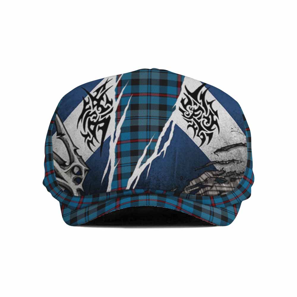MacCorquodale (McCorquodale) Tartan Flat Cap, Jeff Cap Scotland Flag Ripped Tribal Design