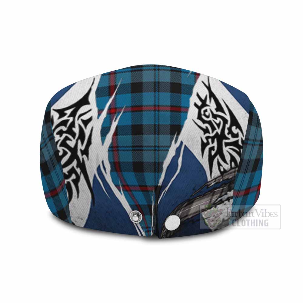 MacCorquodale (McCorquodale) Tartan Flat Cap, Jeff Cap Scotland Flag Ripped Tribal Design