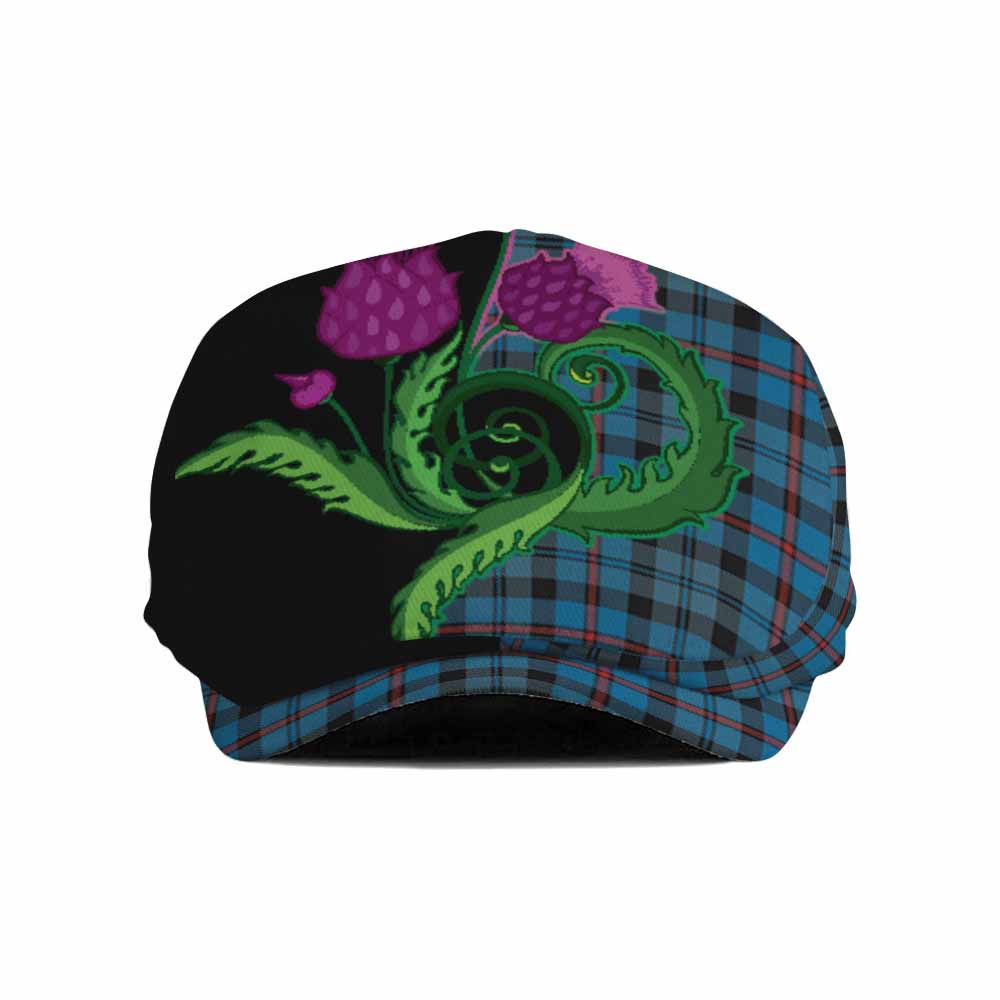MacCorquodale (McCorquodale) Tartan Flat Cap, Jeff Cap Traditional Scottish Thistle
