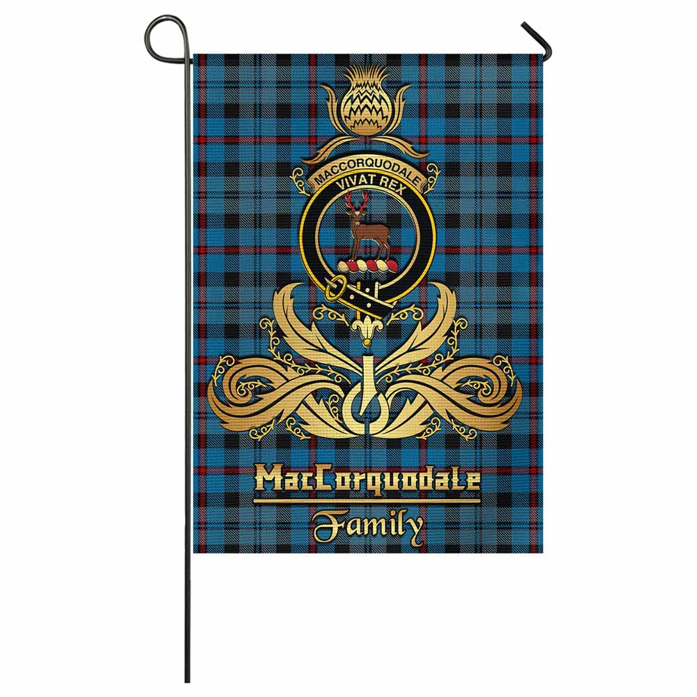 MacCorquodale (McCorquodale) Tartan Garden Flag with Highland Thistle Cherish Family Crest Style - Tartan Vibes Clothing