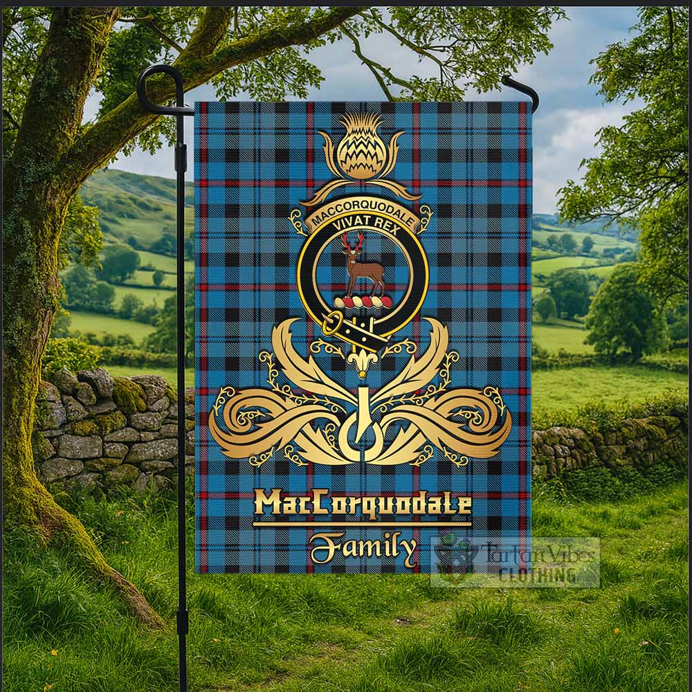 MacCorquodale (McCorquodale) Tartan Garden Flag with Highland Thistle Cherish Family Crest Style - Tartan Vibes Clothing