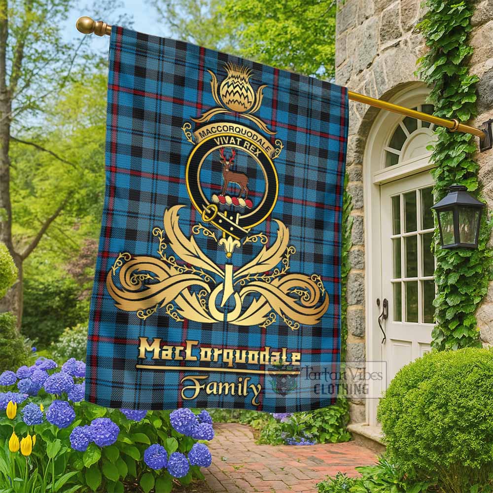 MacCorquodale (McCorquodale) Tartan Garden Flag with Highland Thistle Cherish Family Crest Style - Tartan Vibes Clothing
