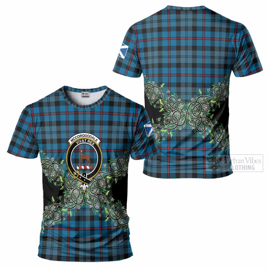 MacCorquodale (McCorquodale) Tartan T-Shirt Thistle Scottish Spirit