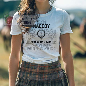 MacCoy Family Crest 2D Cotton Women's T-Shirt Wreaking Havoc Style - 2D-tartanvibesclothing