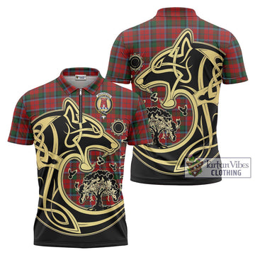 MacCracken (McCracken) Tartan Zipper Polo Shirt with Family Crest Celtic Wolf Style Unisex - Tartan Vibes Clothing