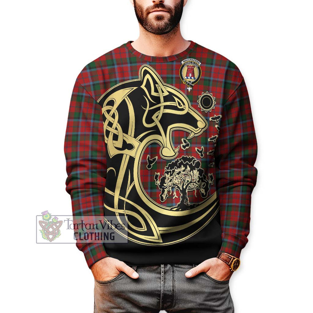 MacCracken (McCracken) Tartan Sweatshirt with Family Crest Celtic Wolf Style Unisex - Tartan Vibes Clothing