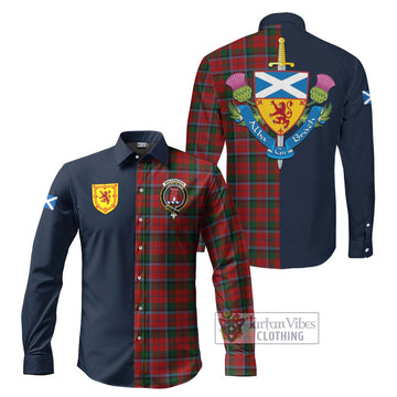 Tartan Vibes Clothing MacCracken Tartan Long Sleeve Button Shirt with Scottish Lion Royal Arm Half Style