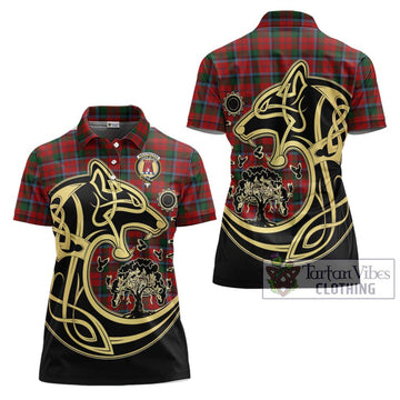 MacCracken (McCracken) Tartan Women's Polo Shirt with Family Crest Celtic Wolf Style Women - Tartan Vibes Clothing
