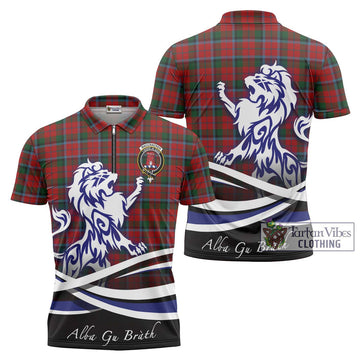 MacCracken (McCracken) Tartan Zipper Polo Shirt with Alba Gu Brath Regal Lion Emblem Unisex - Tartan Vibes Clothing