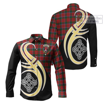 MacCracken (McCracken) Tartan Long Sleeve Button Shirt with Family Crest and Celtic Symbol Style Men's Shirt S - Tartan Vibes Clothing