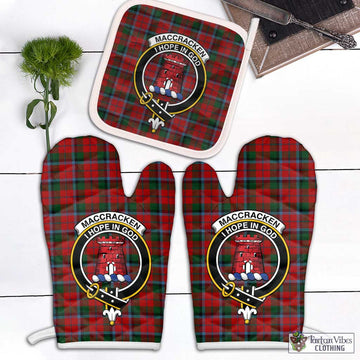 MacCracken (McCracken) Tartan Combo Oven Mitt & Pot-Holder with Family Crest Combo 2 Oven Mitt & 1 Pot-Holder Black - Tartan Vibes Clothing