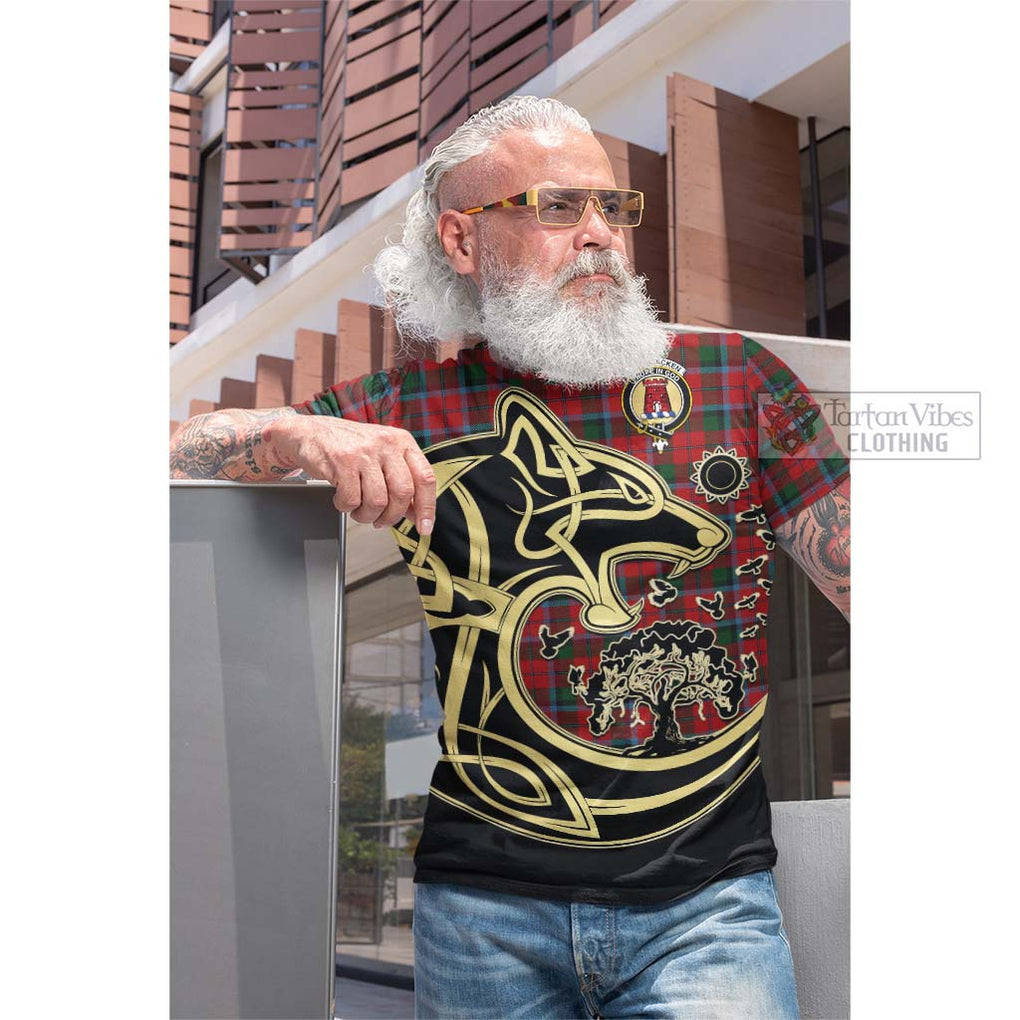MacCracken (McCracken) Tartan Cotton T-shirt with Family Crest Celtic Wolf Style Men's Shirt - Tartan Vibes Clothing
