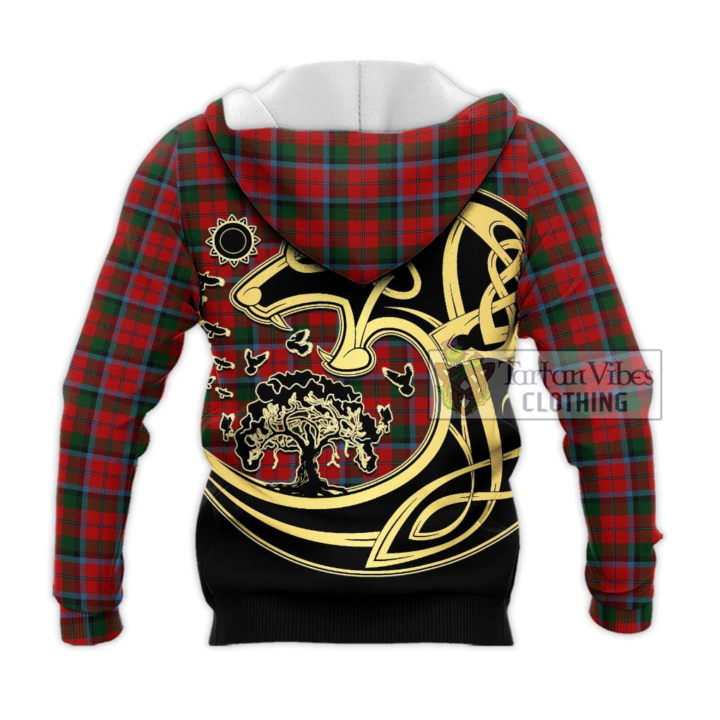 MacCracken (McCracken) Tartan Knitted Hoodie with Family Crest Celtic Wolf Style - Tartan Vibes Clothing
