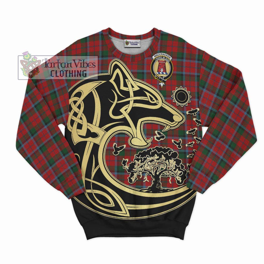 MacCracken (McCracken) Tartan Sweatshirt with Family Crest Celtic Wolf Style - Tartan Vibes Clothing
