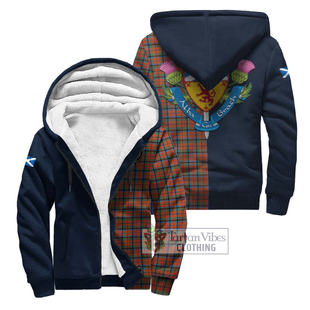 MacCracken Ancient Tartan Sherpa Hoodie Alba with Scottish Lion Royal Arm Half Style Unisex S - Tartan Vibes Clothing