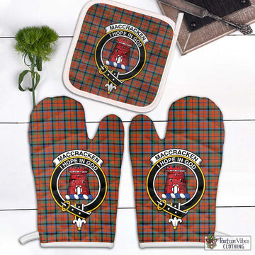 MacCracken Ancient Tartan Combo Oven Mitt & Pot-Holder with Family Crest White - Tartan Vibes Clothing