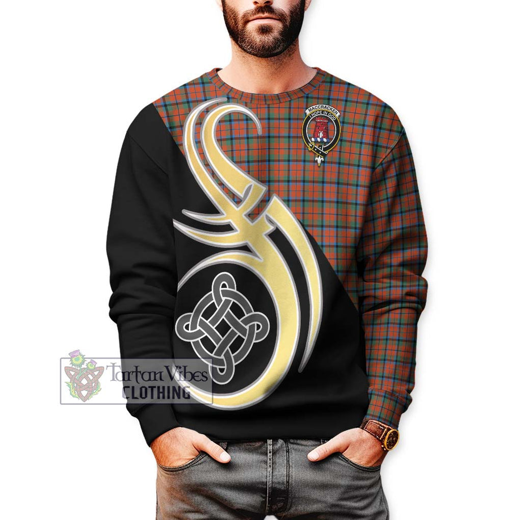 MacCracken Ancient Tartan Sweatshirt with Family Crest and Celtic Symbol Style Unisex - Tartan Vibes Clothing