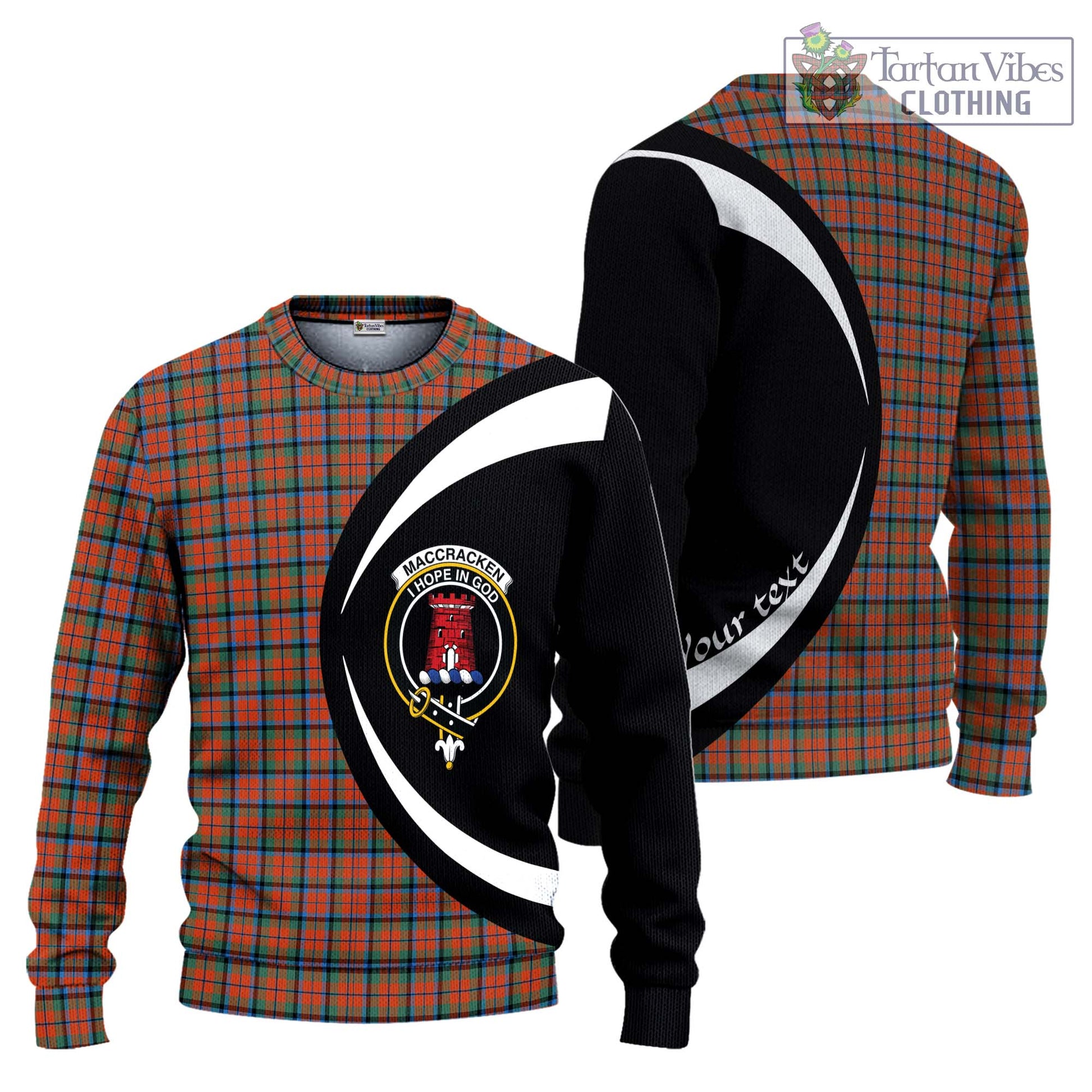 MacCracken Ancient Tartan Ugly Sweater with Family Crest Circle Style Unisex - Tartan Vibes Clothing