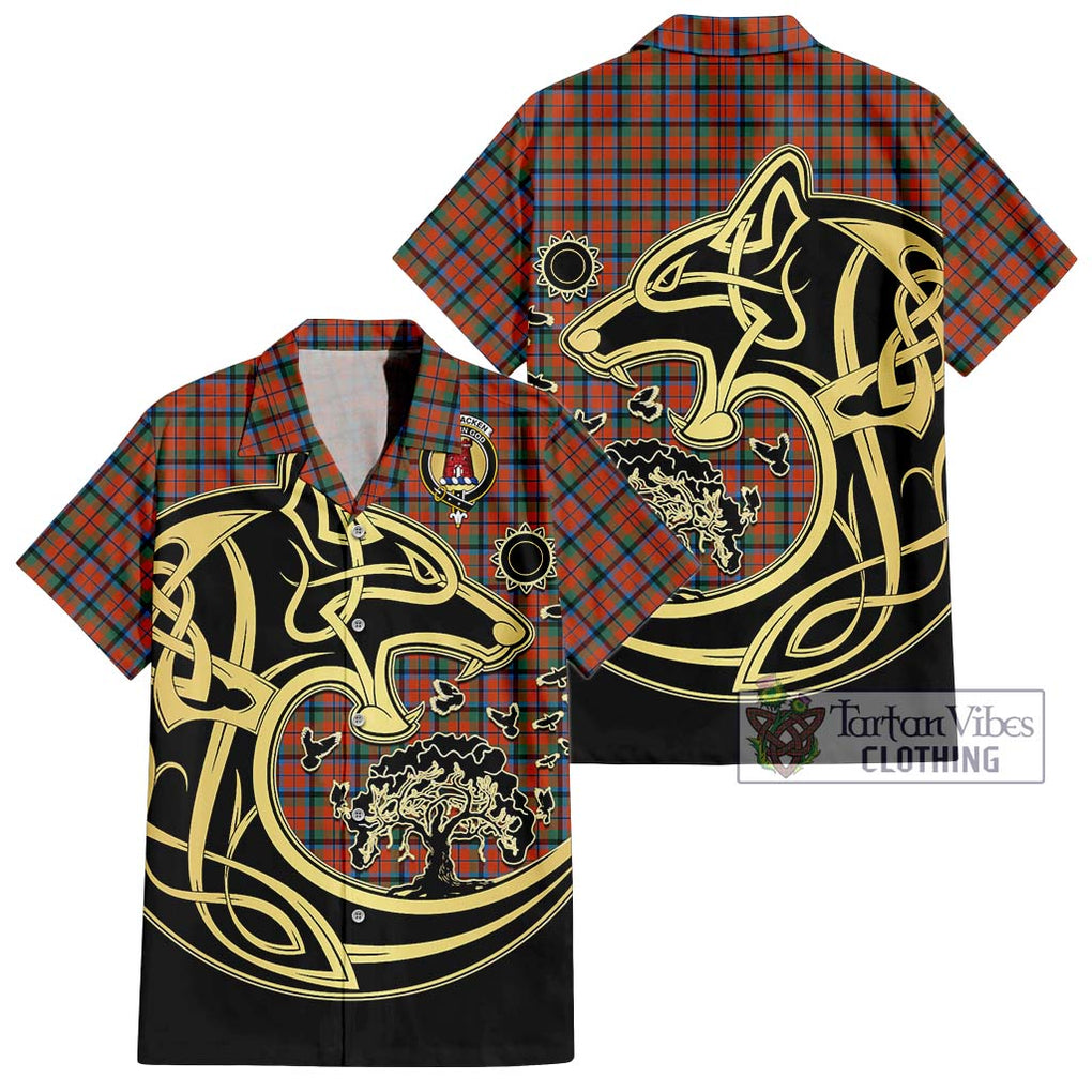 MacCracken Ancient Tartan Hawaiian Shirt with Family Crest Celtic Wolf Style Kid - Tartan Vibes Clothing